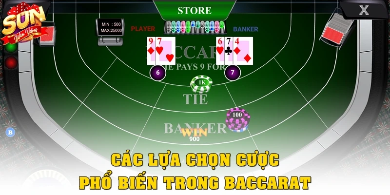 Các lựa chọn cược phổ biến trong Baccarat